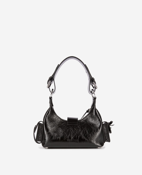 The Kooples FEMME BLACK sac amelia small en cuir craquelé noir