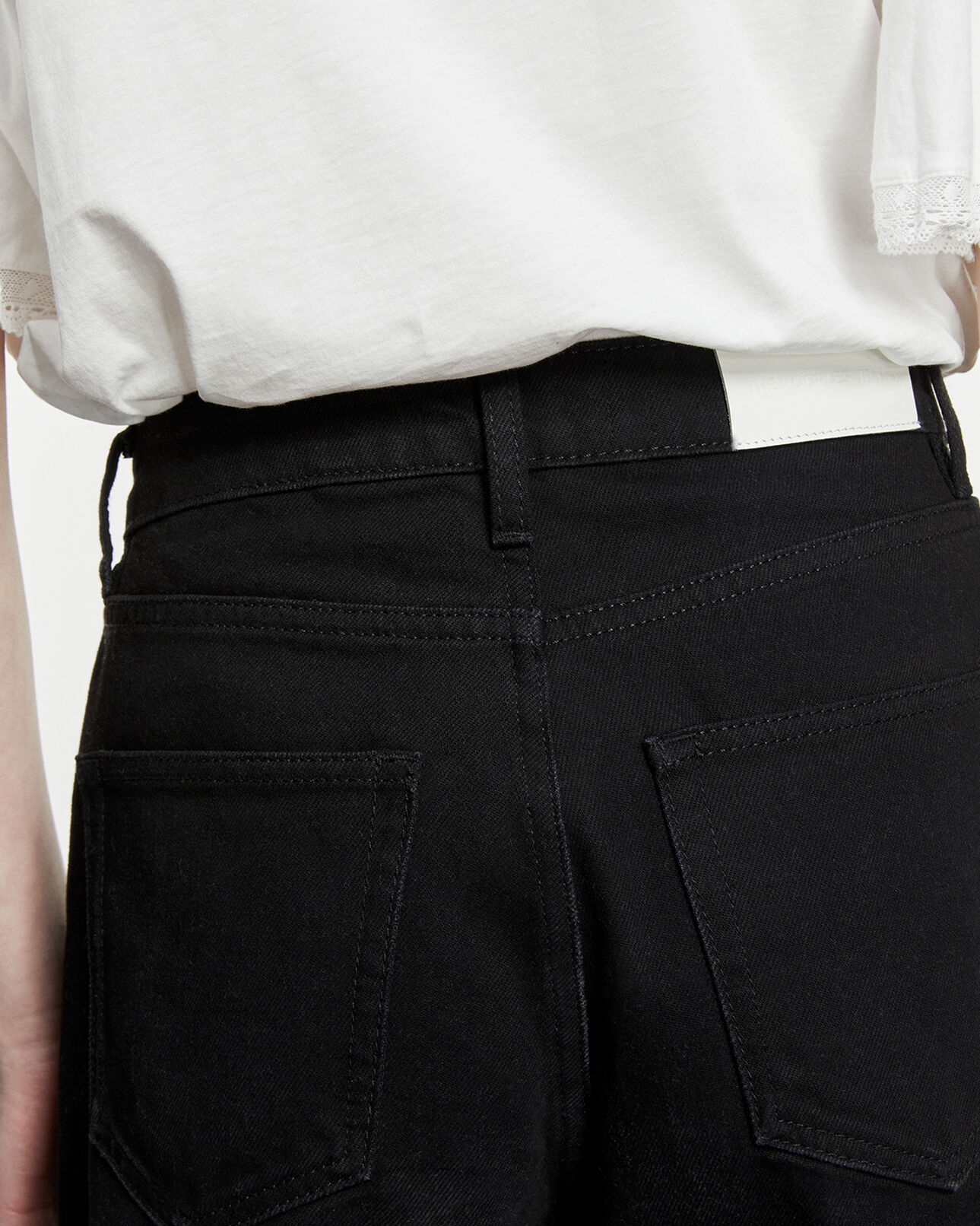 The Kooples FEMME BLACK jean noir à taille haute droit