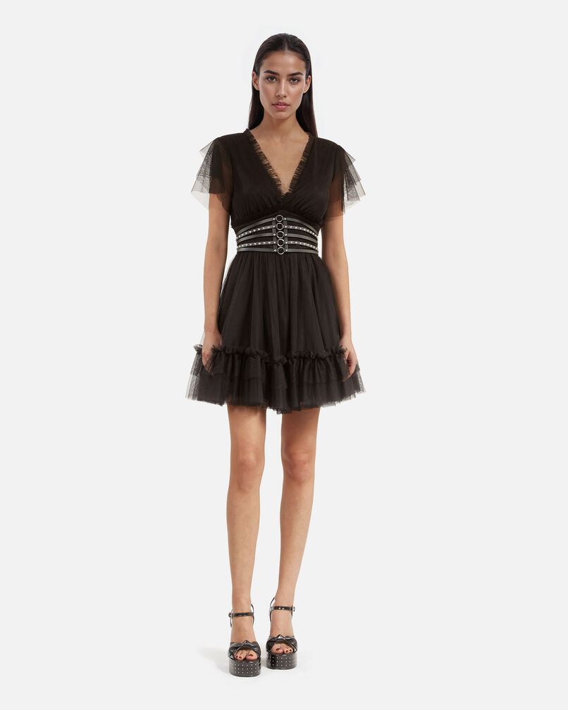 The Kooples MUJER BLACK vestido corto tul negro