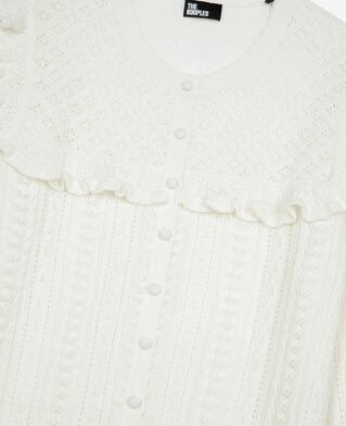 The Kooples WOMEN ECRU cardigan with ruffles in ecru merino wool