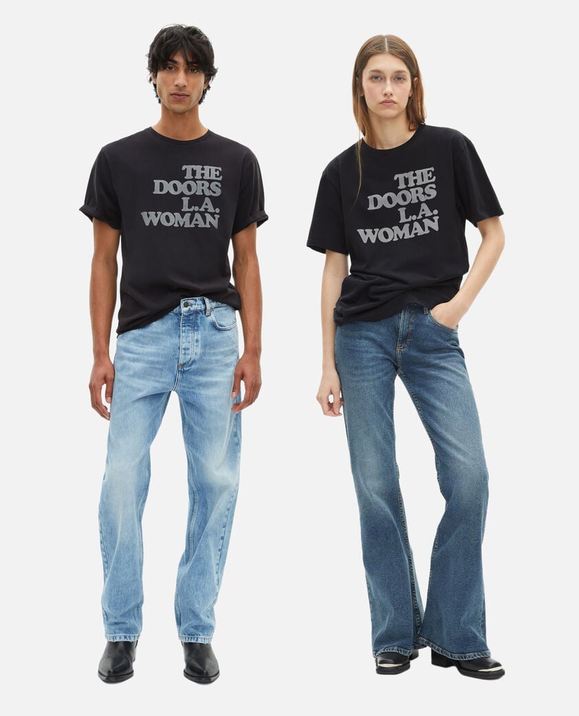 The Kooples M BLACK WASHED the doors x the kooples mixed t-shirt black