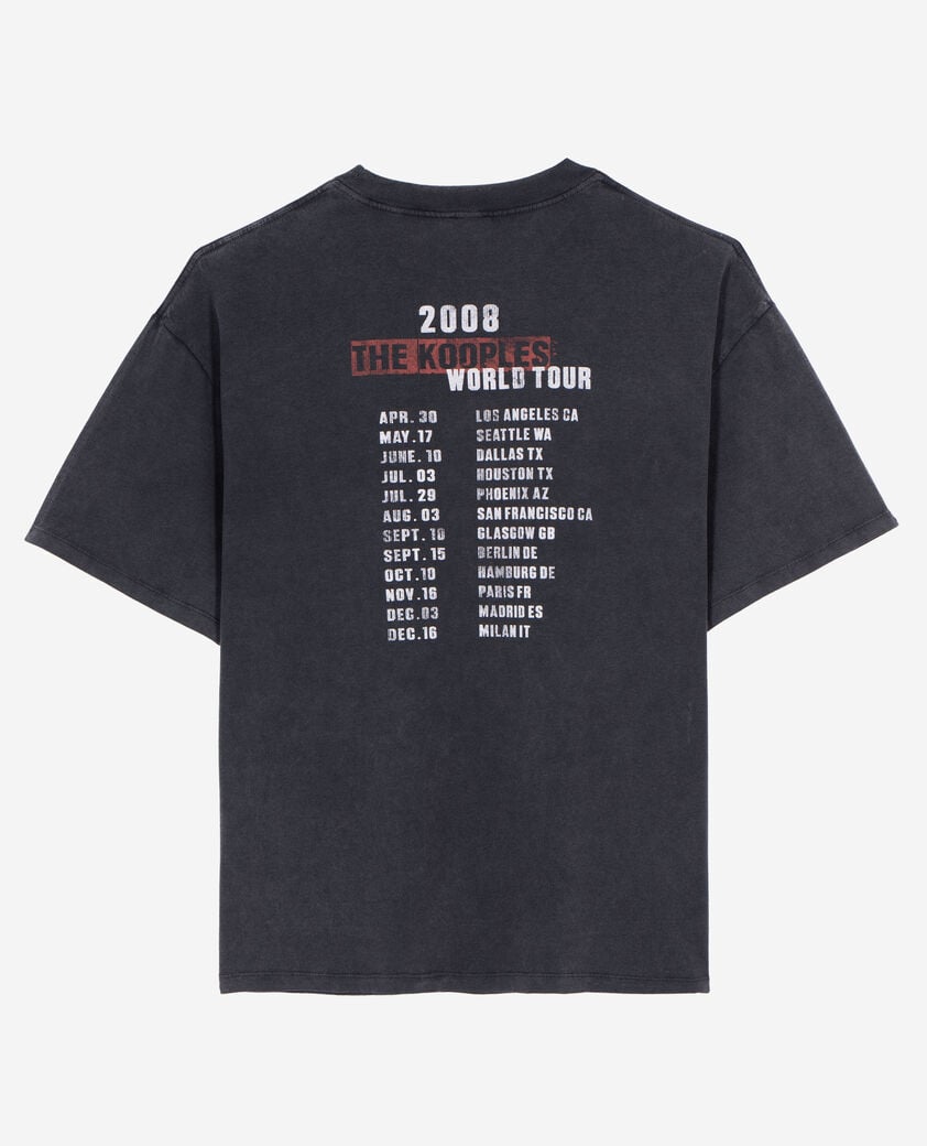 The Kooples H BLACK WASHED black screen-printed t-shirt