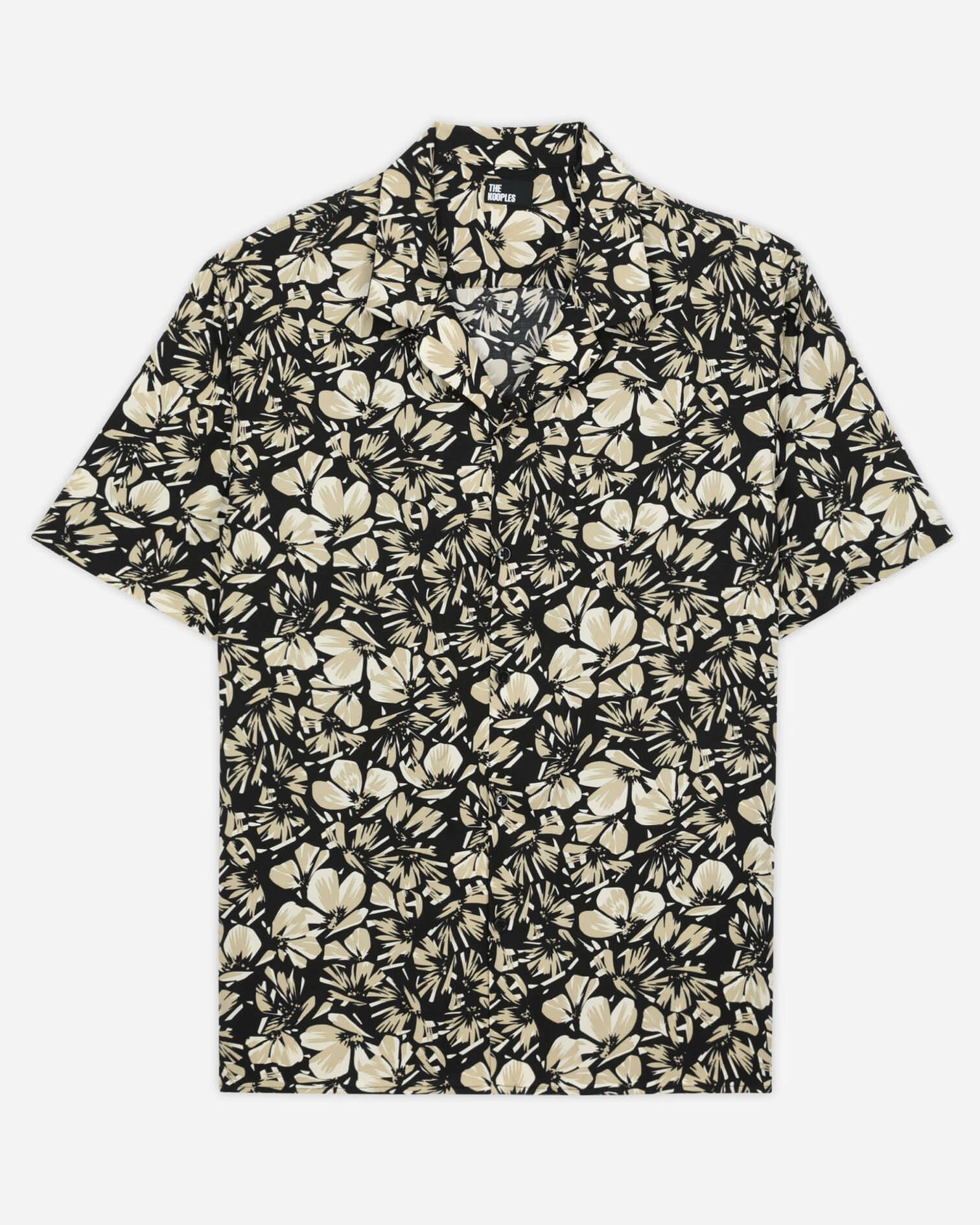 Floral hawaiian collar shirt, BLACK BROWN, hi-res image number null
