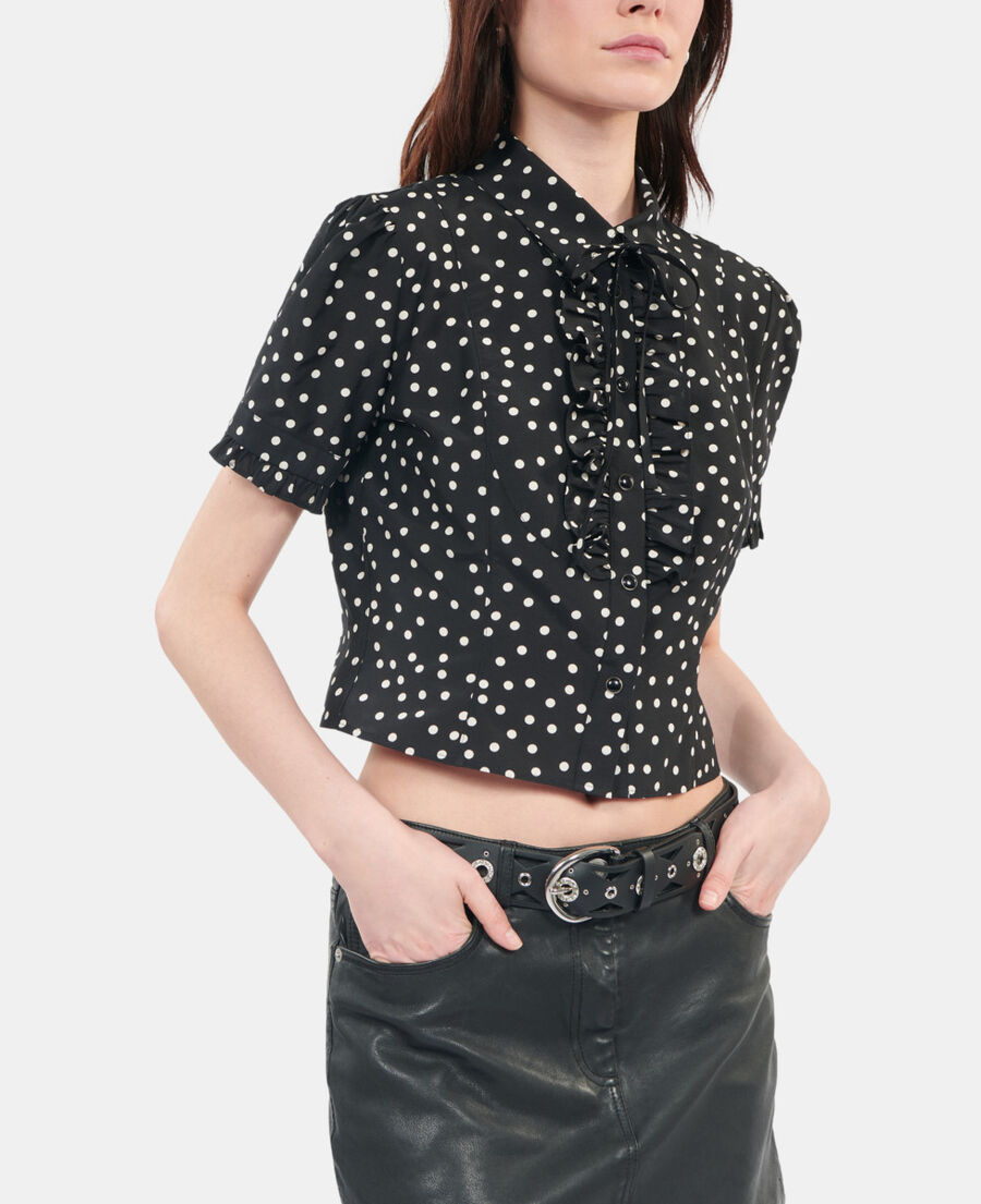 The Kooples F BLACK WHITE black polka dot shirt