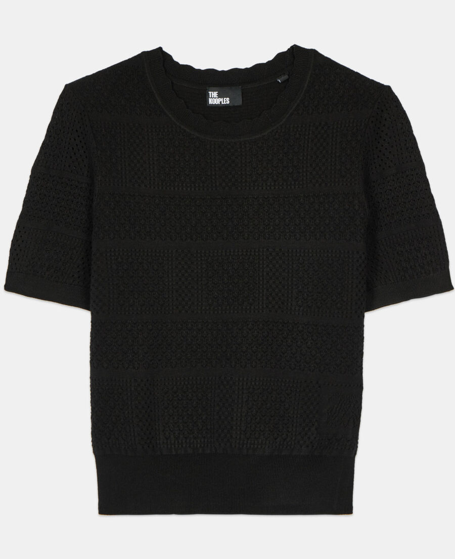 The Kooples WOMEN BLACK black openwork knit sweater