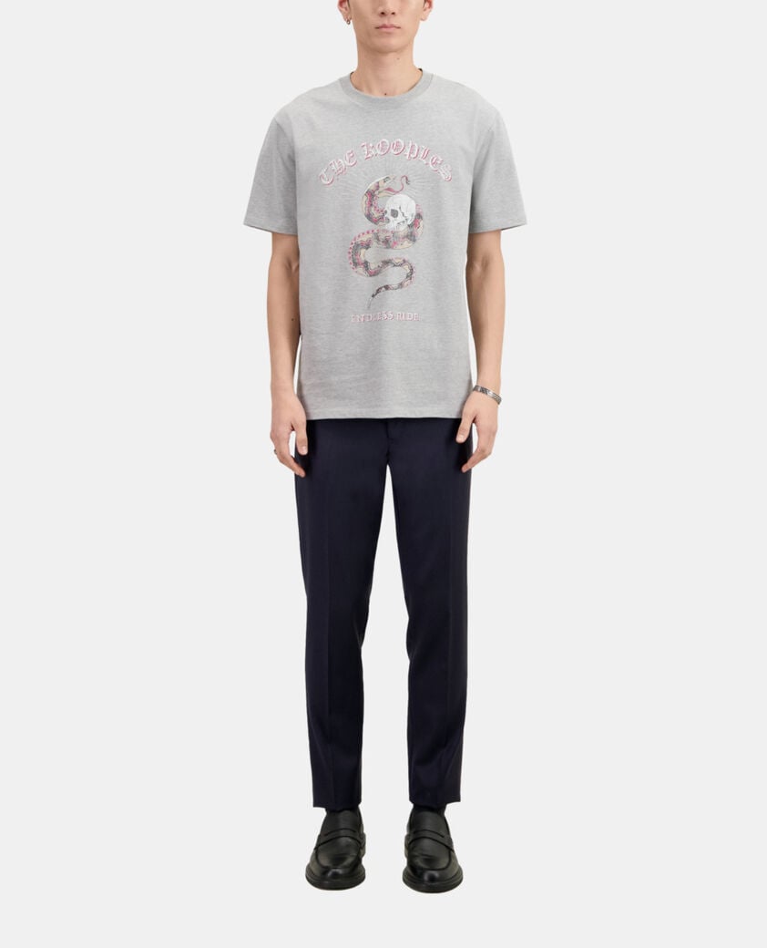 The Kooples MEN LIGHT GREY CHINE men's light gray t-shirt with sneaky snake serigraphy