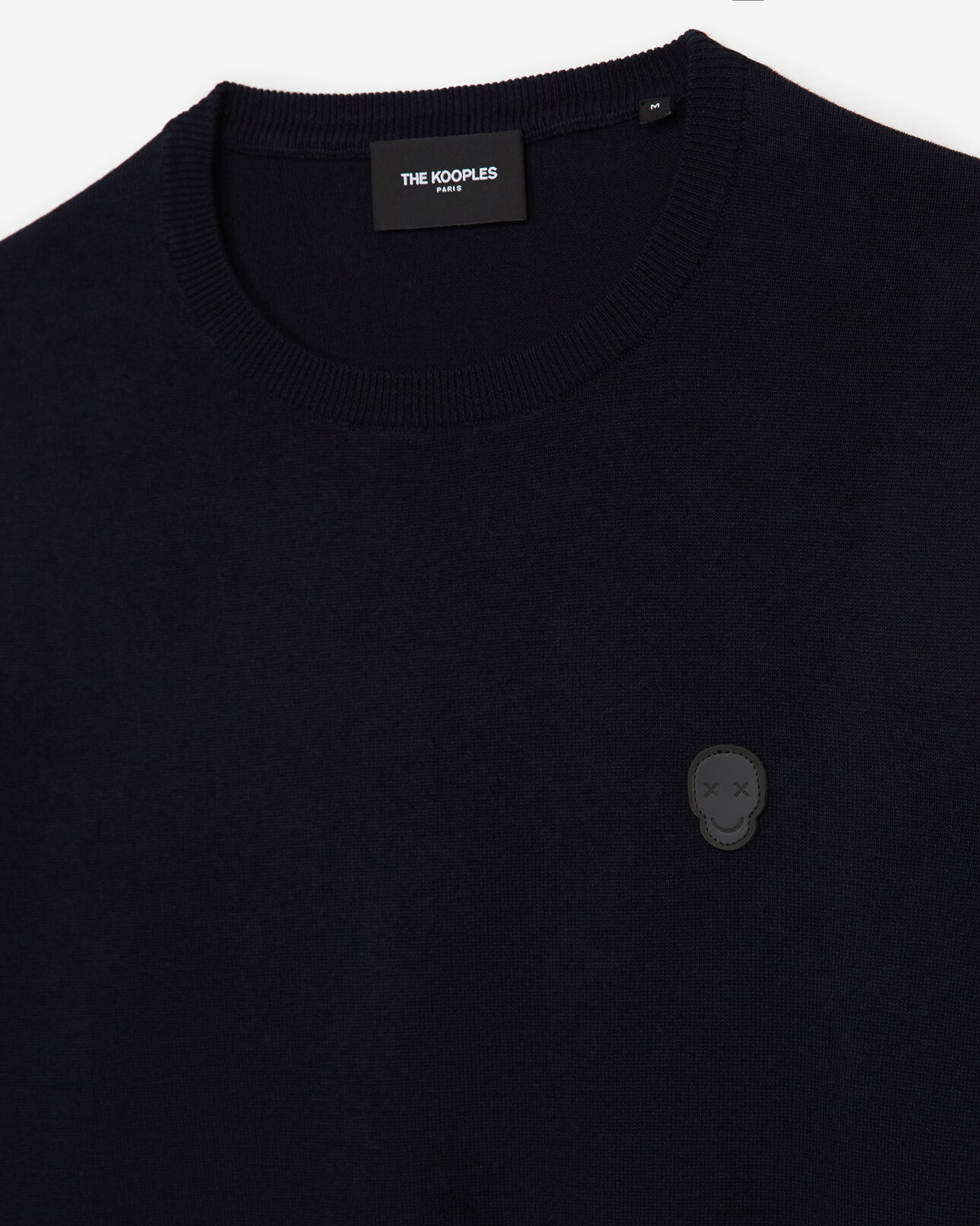 The Kooples HOMME NAVY pull laine bleu col rond à coudières