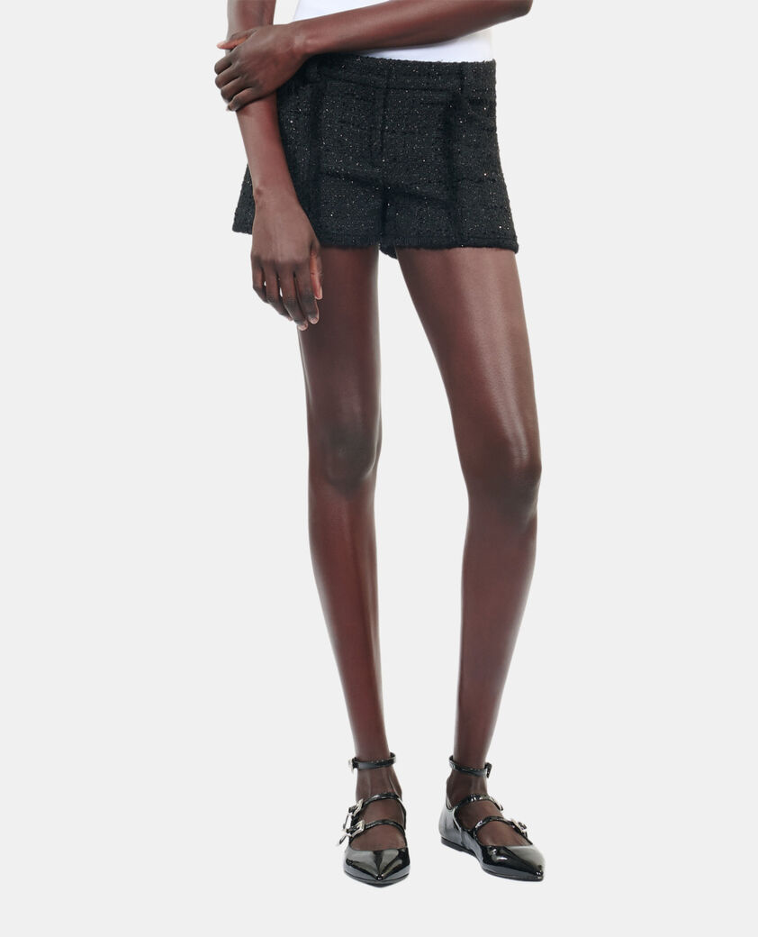The Kooples FEMME BLACK short en tweed noir