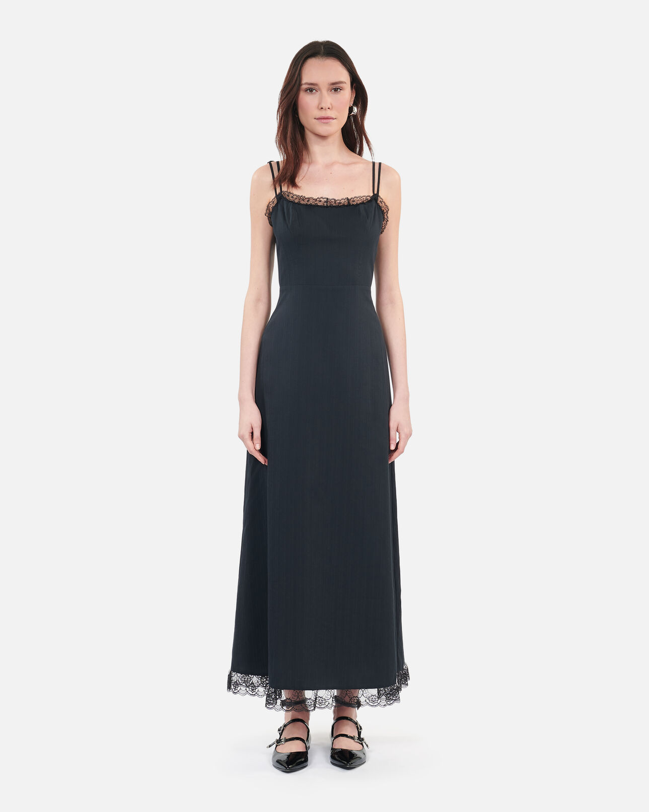 The Kooples WOMEN BLACK long black dress with lace