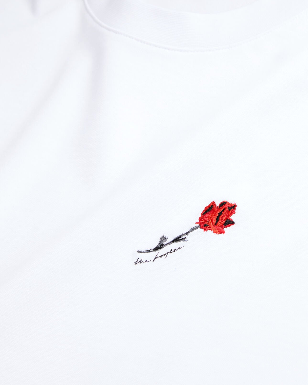 The Kooples MEN WHITE men's white t-shirt with flower embroidery