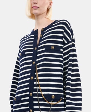 The Kooples FEMME WHITE / BLUE cardigan en laine à rayures