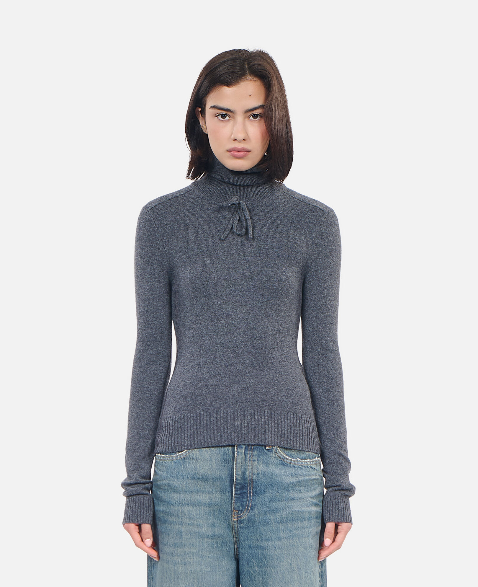The Kooples FEMME ANTHRACITE MELANGE pull en cachemire gris