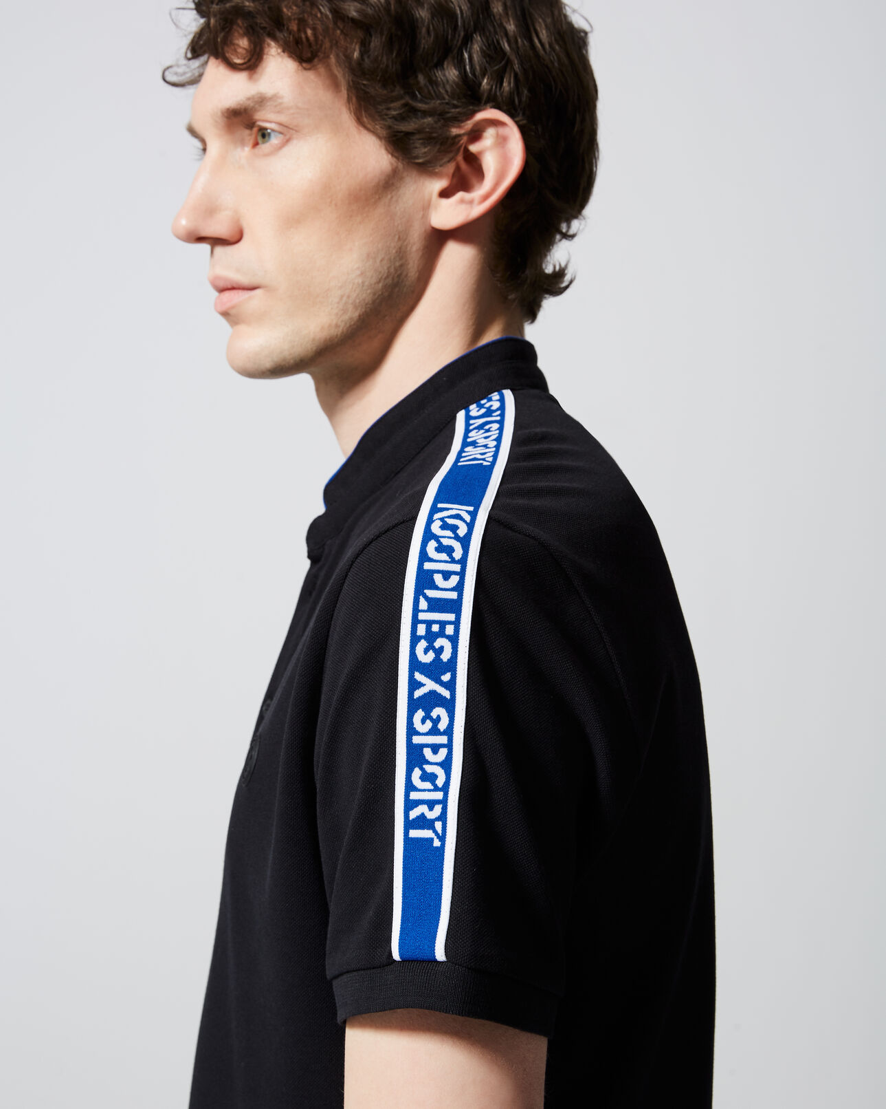 The Kooples HOMME BLACK polo avec bande kooples x sport