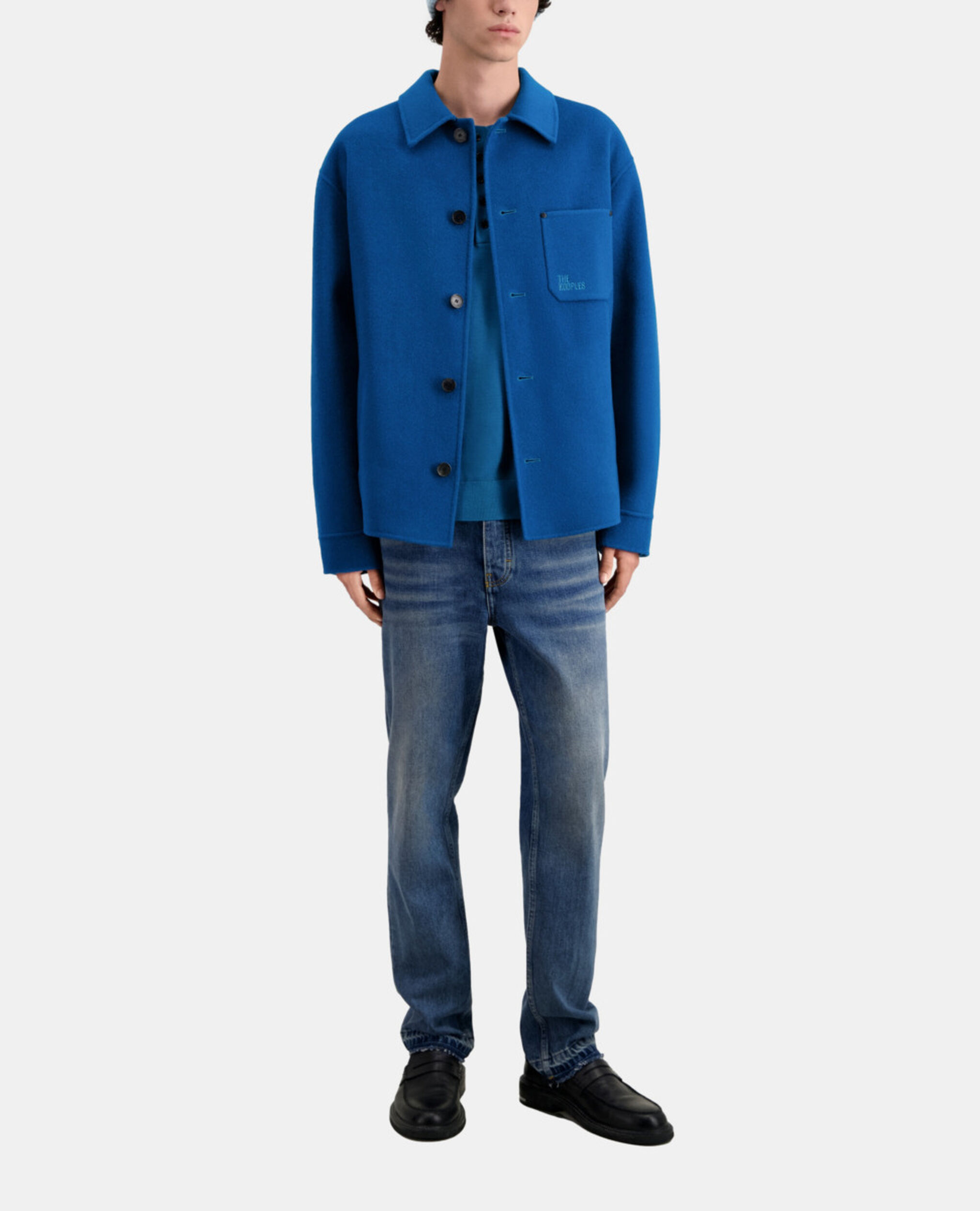 Blaue Hemdjacke aus Wolle, MEDIUM BLUE, hi-res image number null