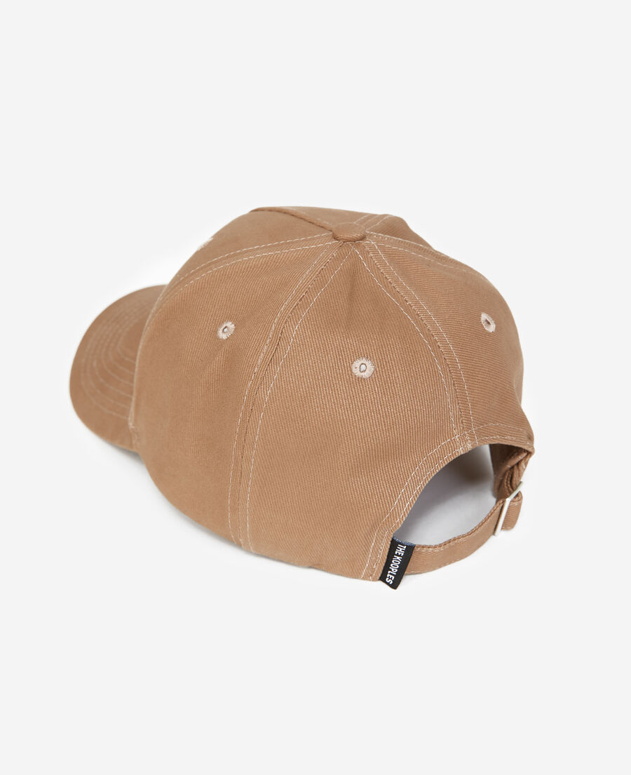 gorra de algodón beige con logo