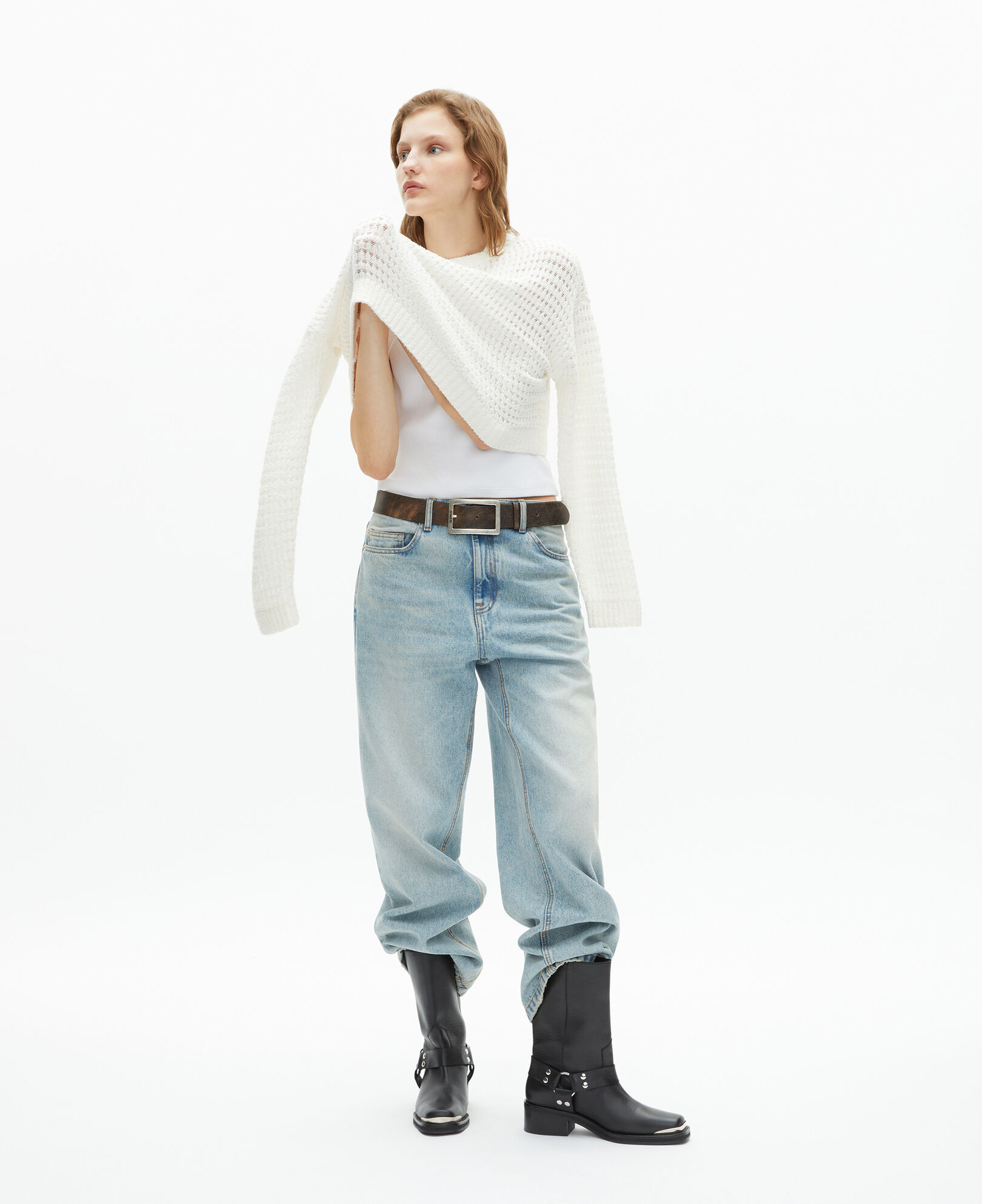 The Kooples DAMEN BLACK schwarze stiefel mit riemen aus leder