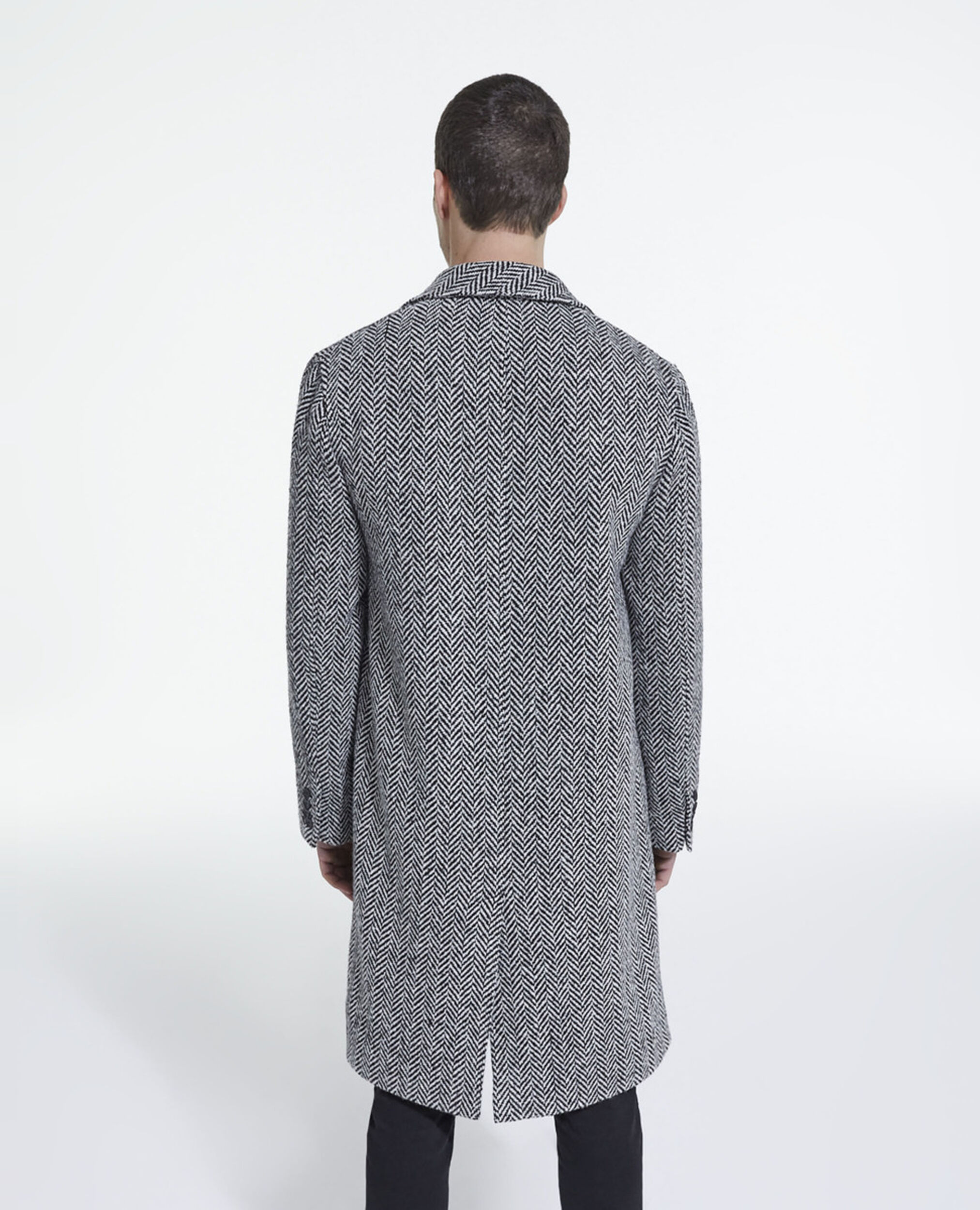 Patterned wool coat, BLACK WHITE, hi-res image number null