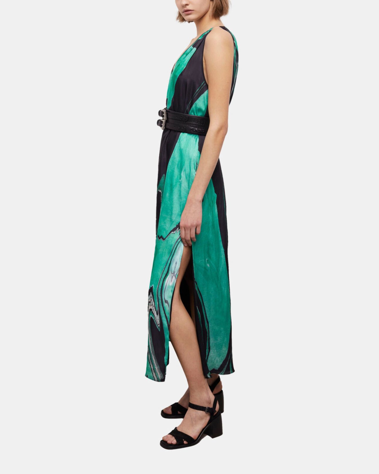 The Kooples DAMEN BLACK / GREEN langes kleid mit print