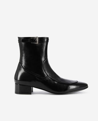The Kooples MEN BLACK black leather ankle boots with buckle