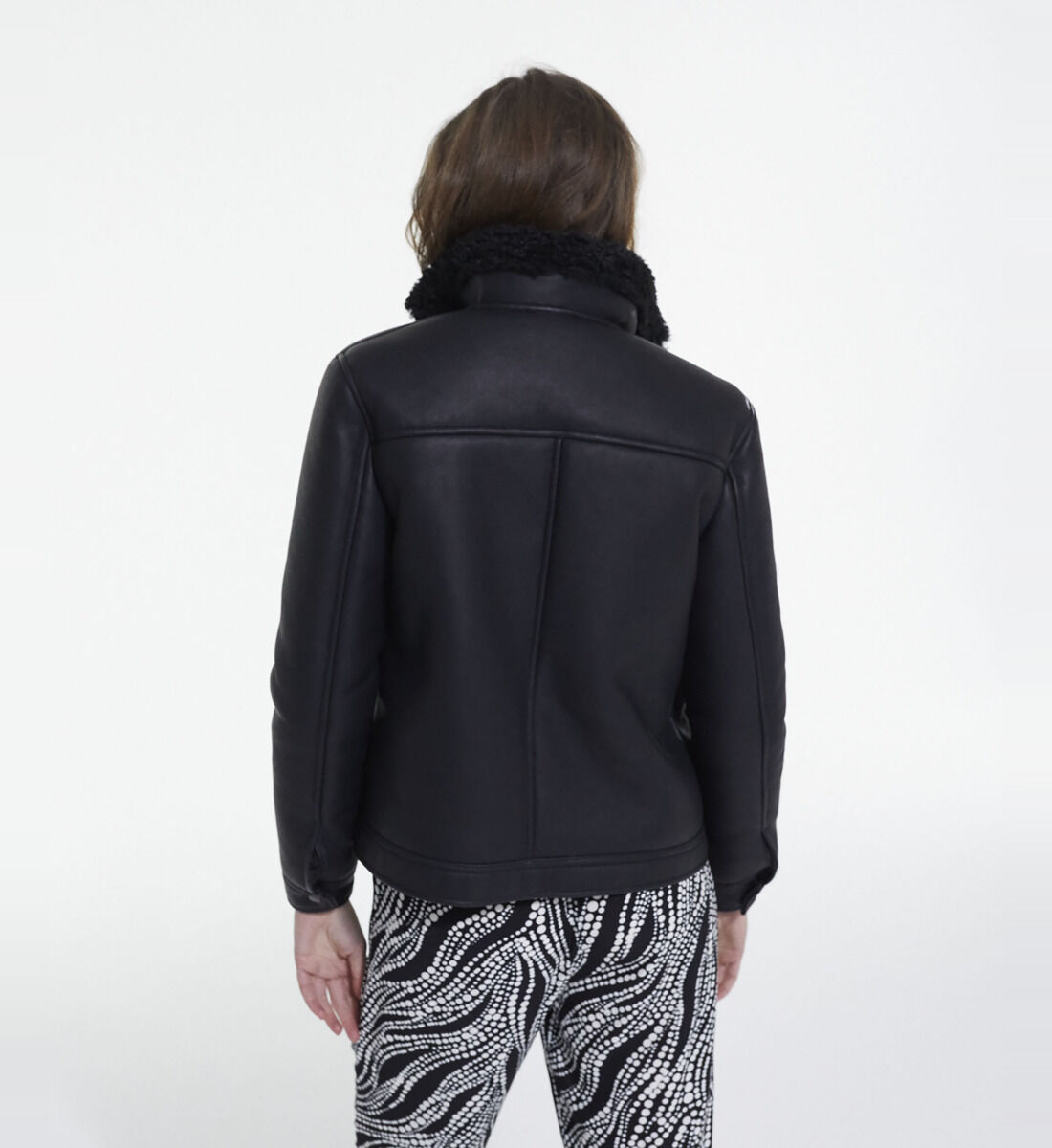 Black faux fur coat