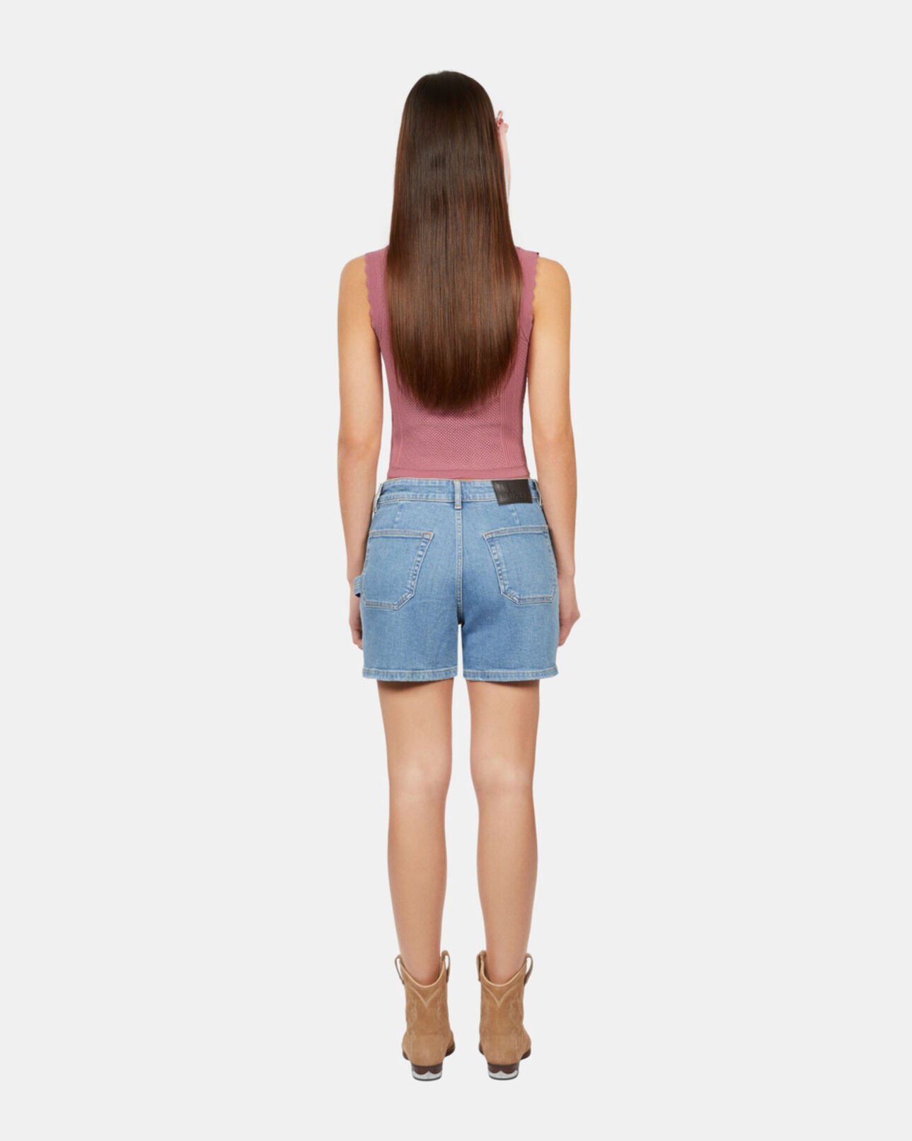 The Kooples WOMEN PINK WOOD lilac openwork knit top
