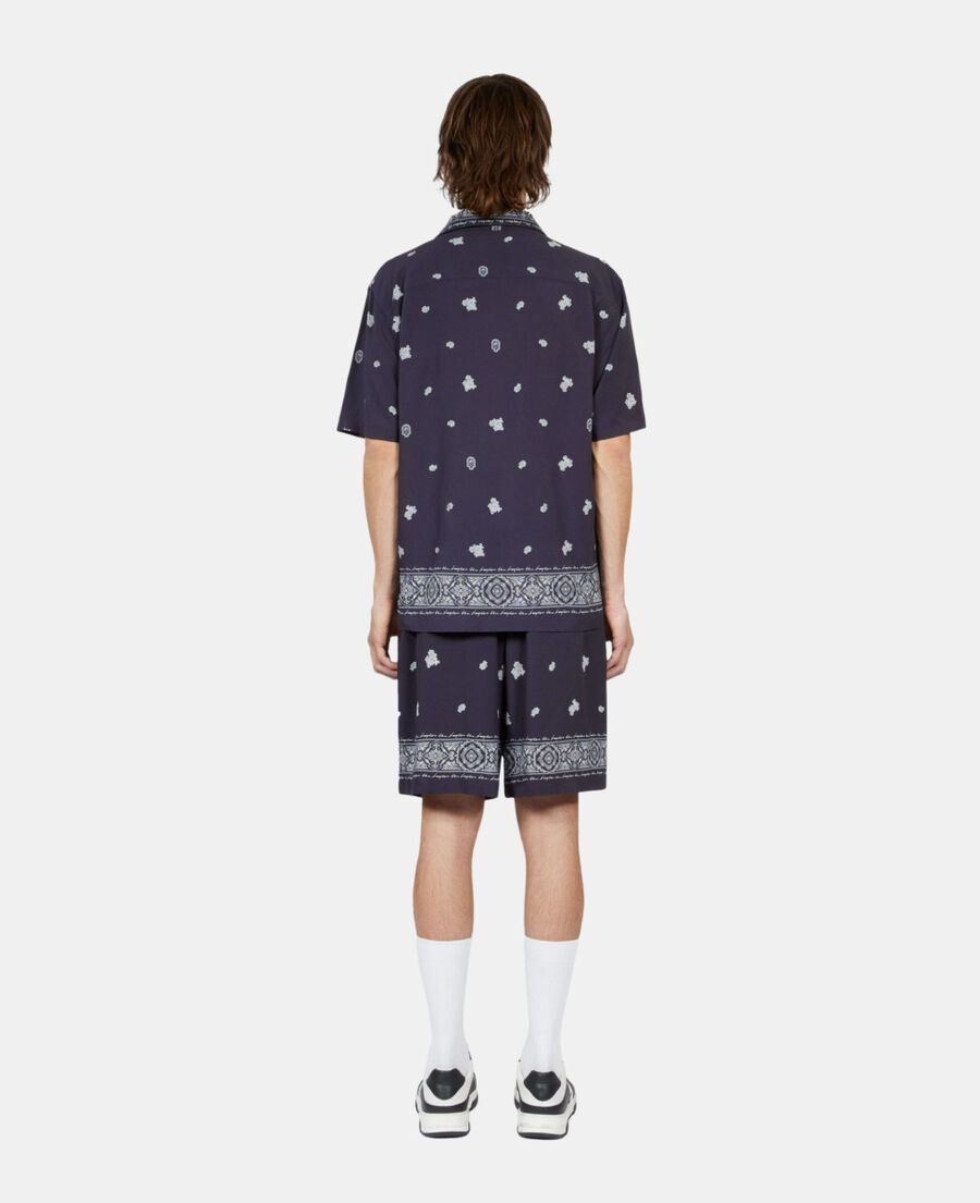 The Kooples HERREN NAVY / WHITE kurzärmeliges hemd mit print