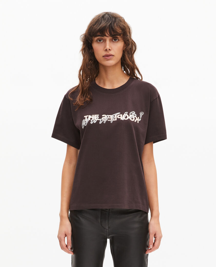 The Kooples FEMME CAFE t-shirt what is avec strass marron