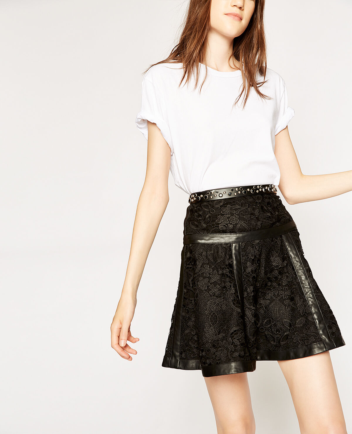 Buy Lipsy Black Faux Leather Flippy Mini Skater Skirt from Next Australia