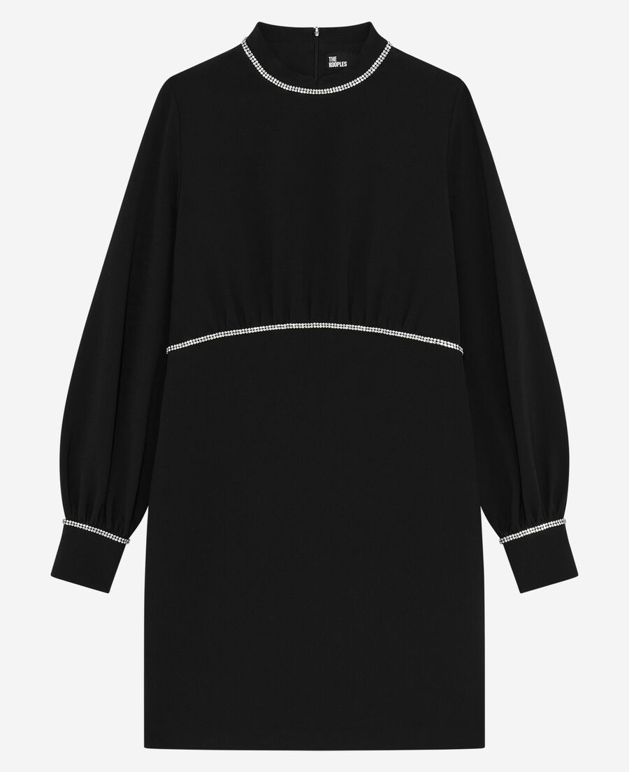 The Kooples F BLACK short dress with black rhinestone details