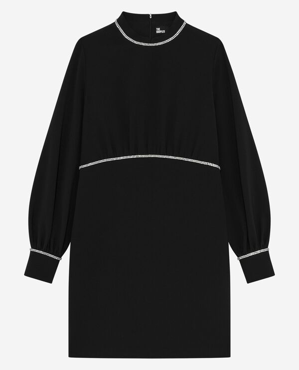 The Kooples FEMME BLACK robe courte avec détails de strass noire