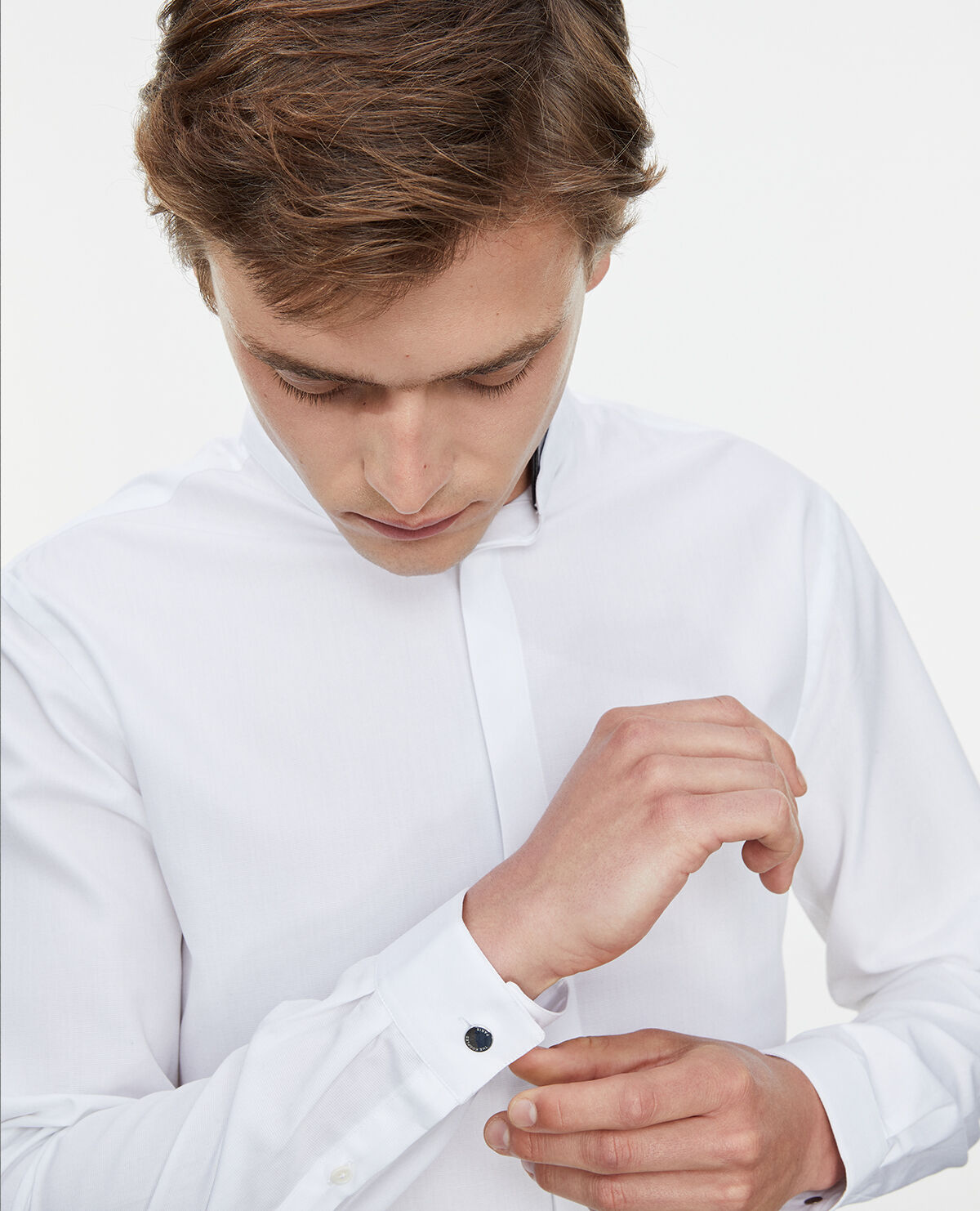 Chemise col officier cuir amovible