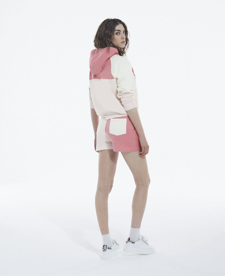 short rose et écru coton modal à logo