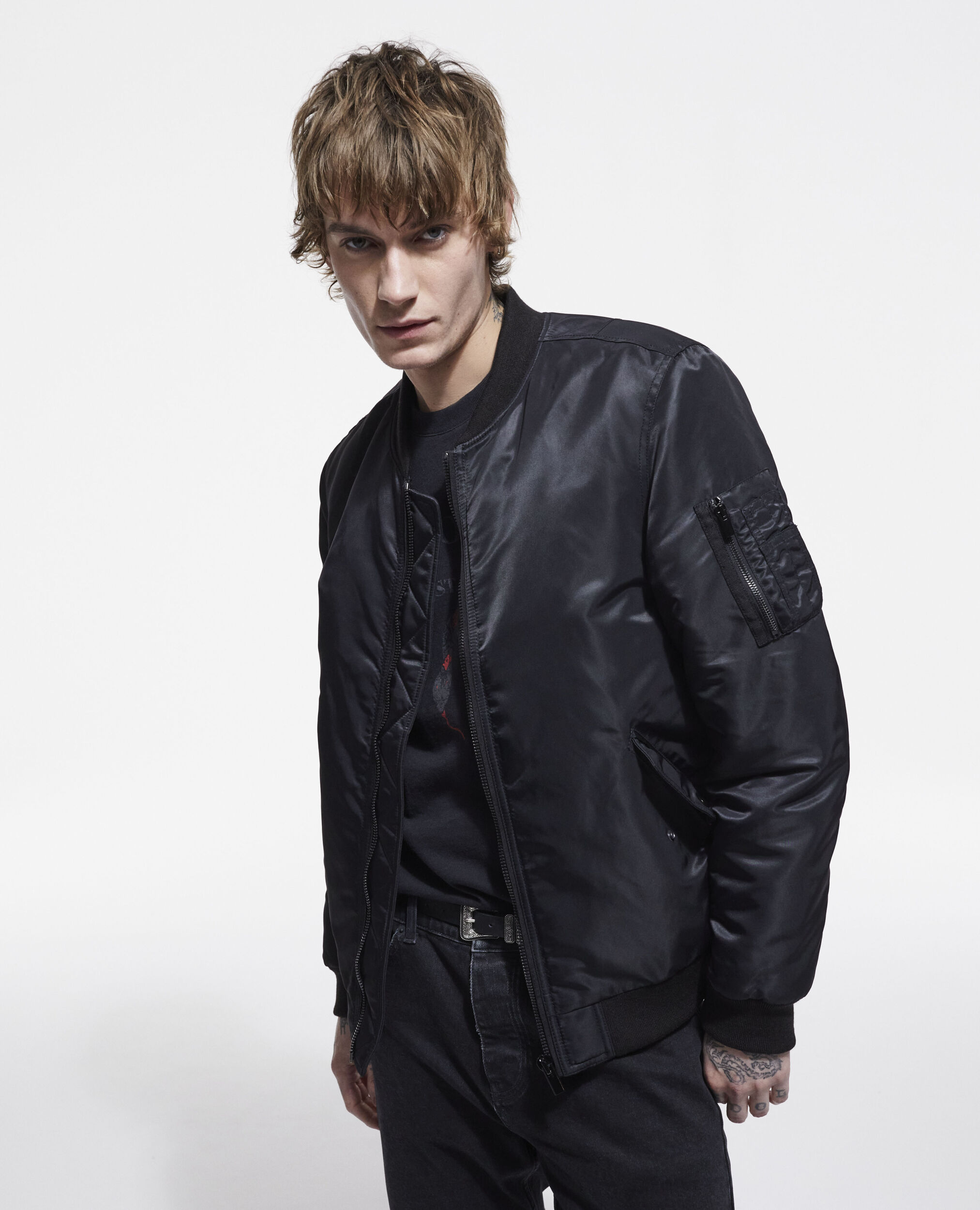 Black jacket with leopard print lining, BLACK, hi-res image number null