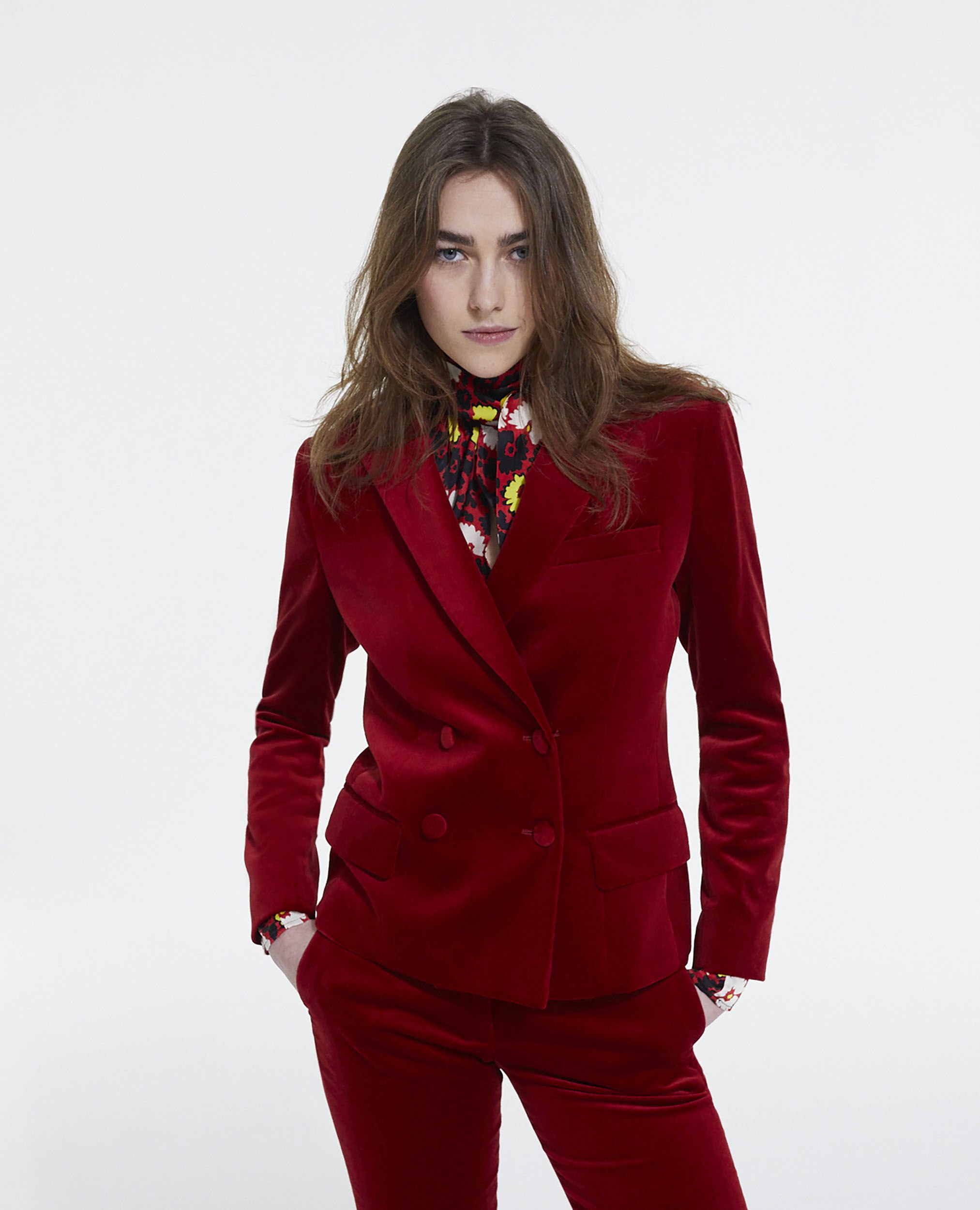 Red velvet suit jacket The Kooples
