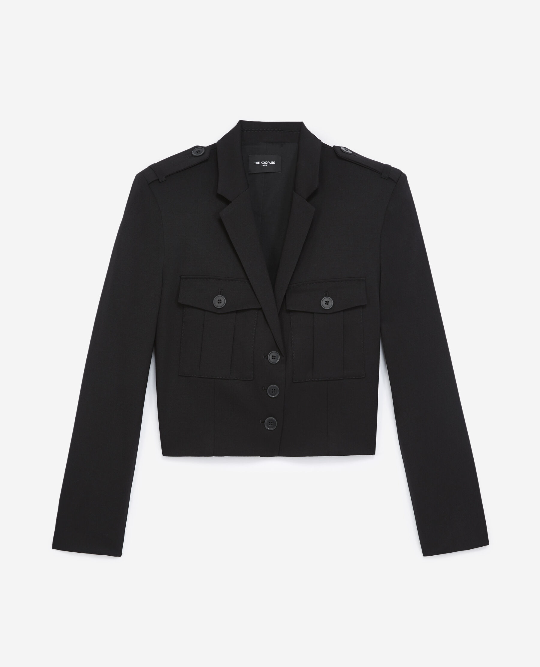 Veste courte noire poches poitrine The Kooples France