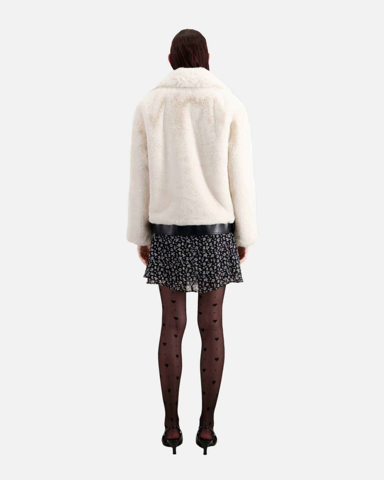The Kooples DAMEN ECRU ecrufarbene bomberjacke aus kunstpelz