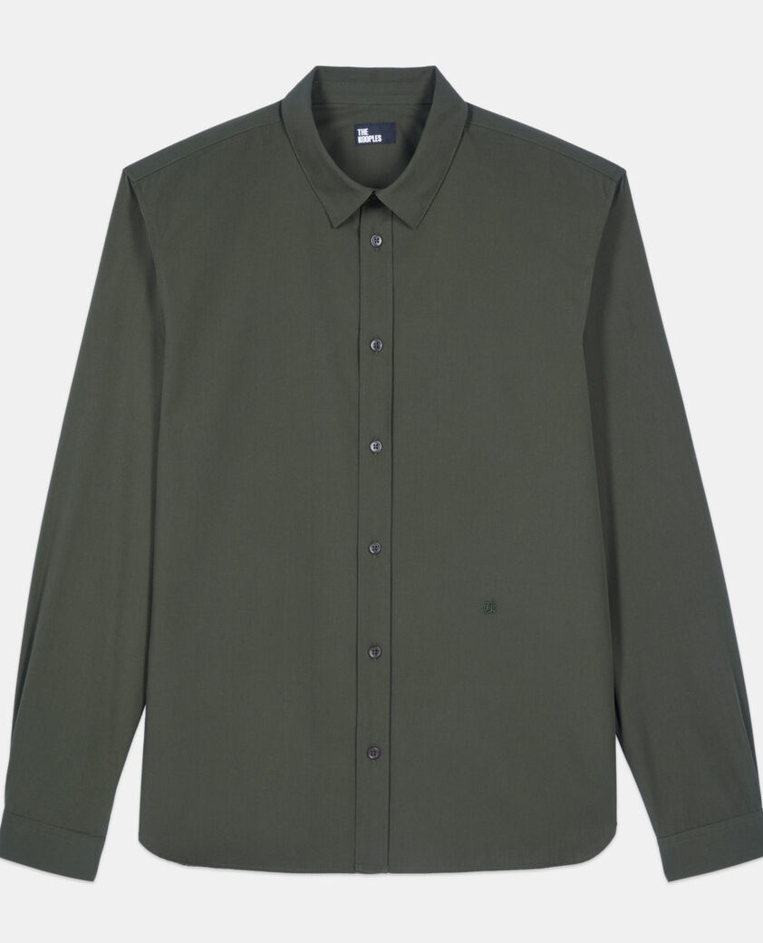 The Kooples HOMME DARK GREEN chemise en popeline kaki