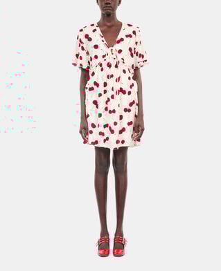 The Kooples WOMEN ECRU RED short cherry printed dress