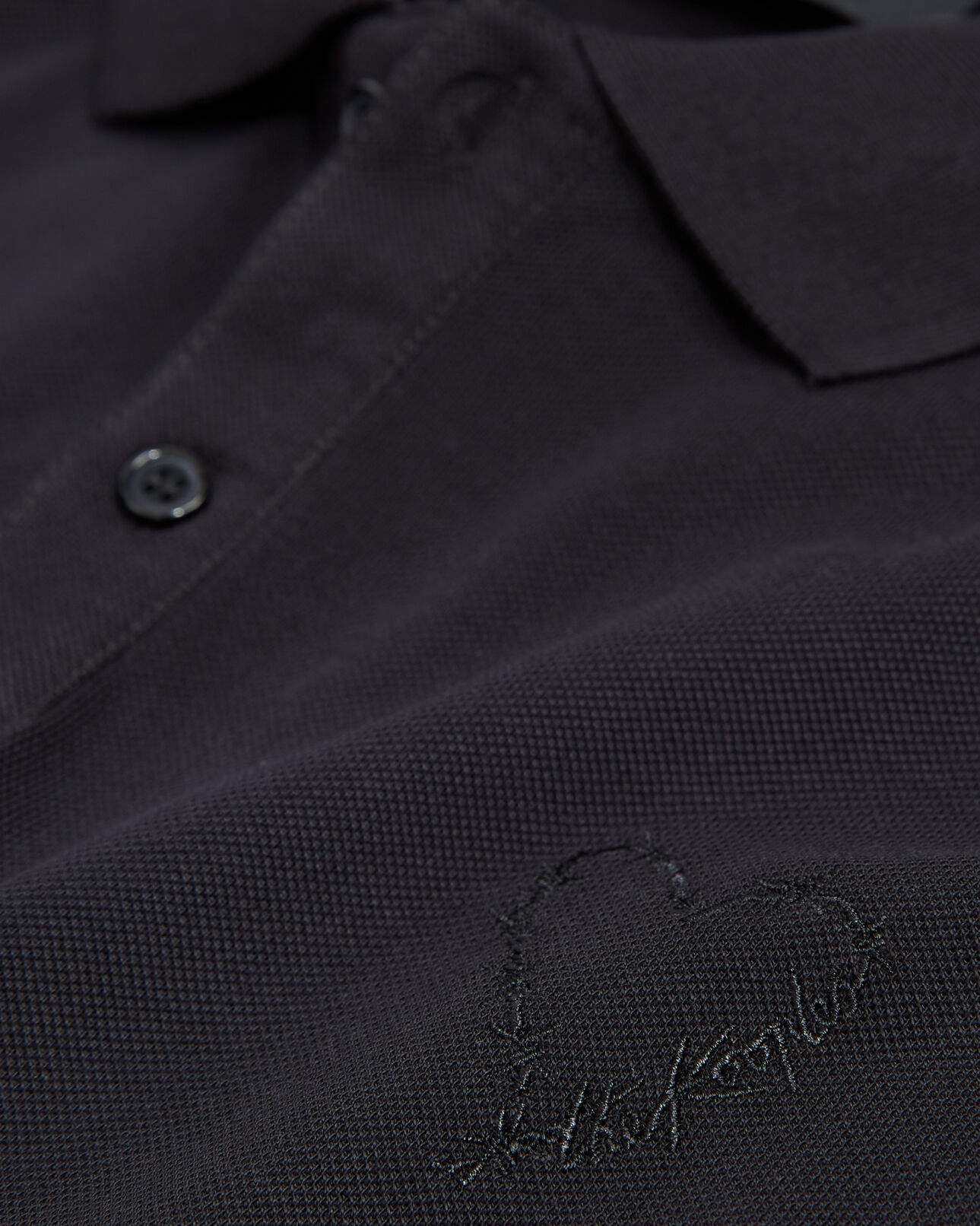 The Kooples MEN BLACK black long sleeve polo with embroidered heart