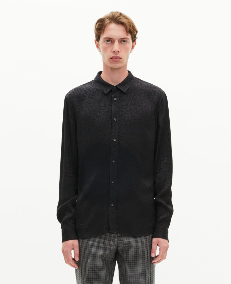 The Kooples MEN BLACK black leopard jacquard shirt