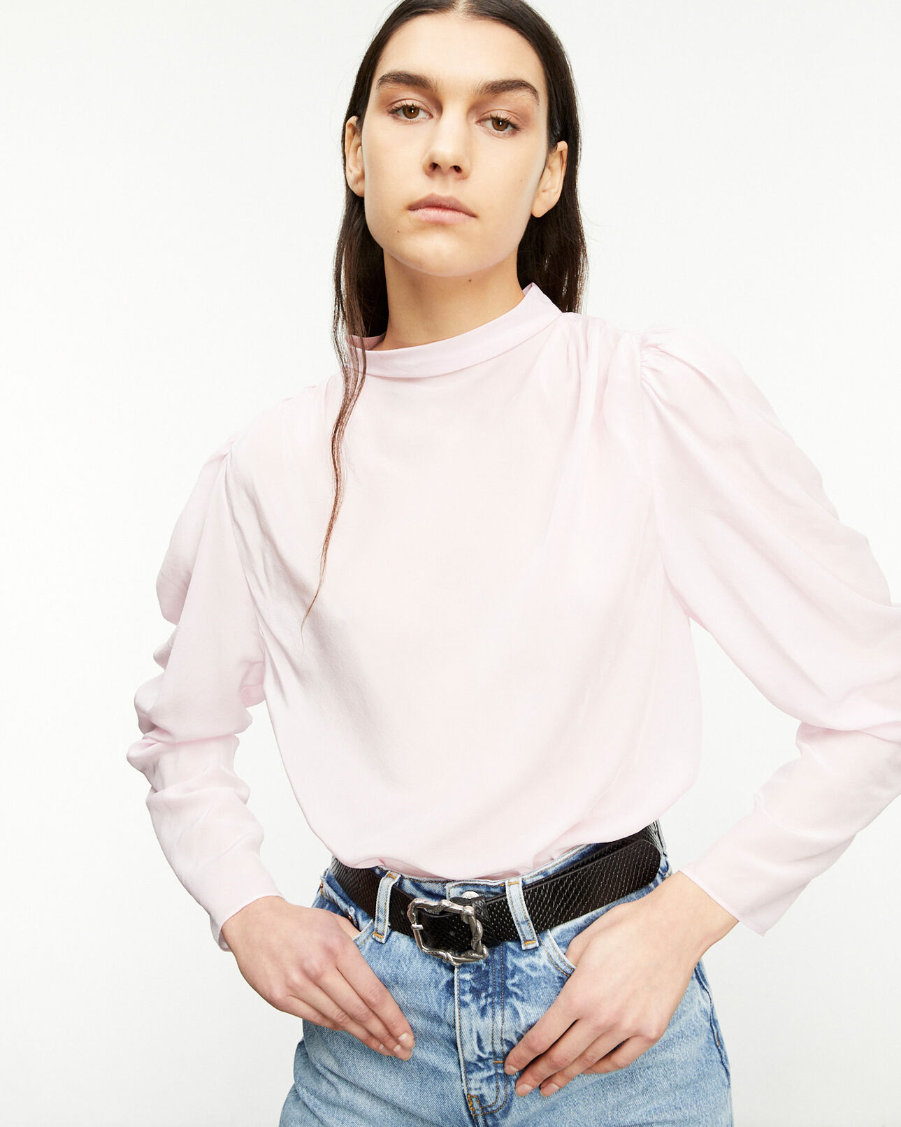 The Kooples WOMEN LIGHT PINK roomy light pink top with drape