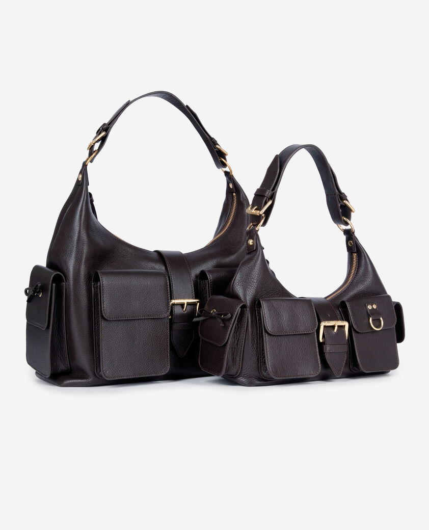 The Kooples DAMEN BROWN braune amelia tasche aus genarbtes leder