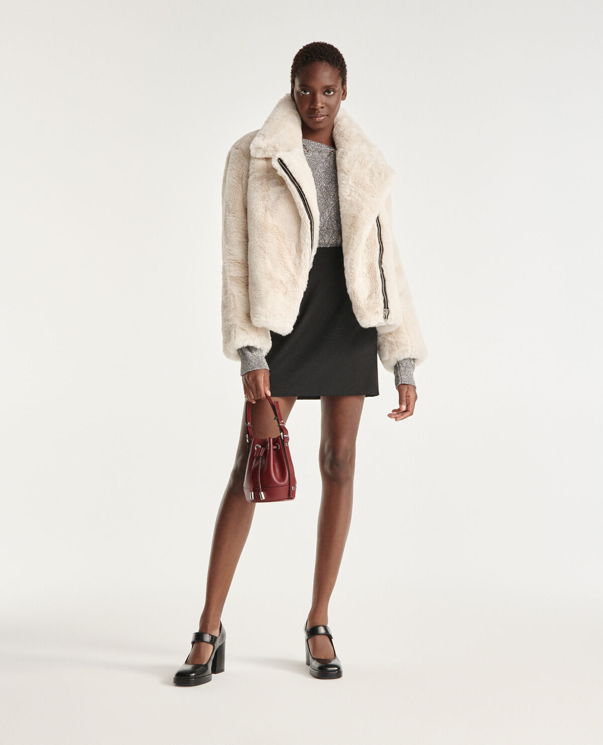 White online shearling jacket