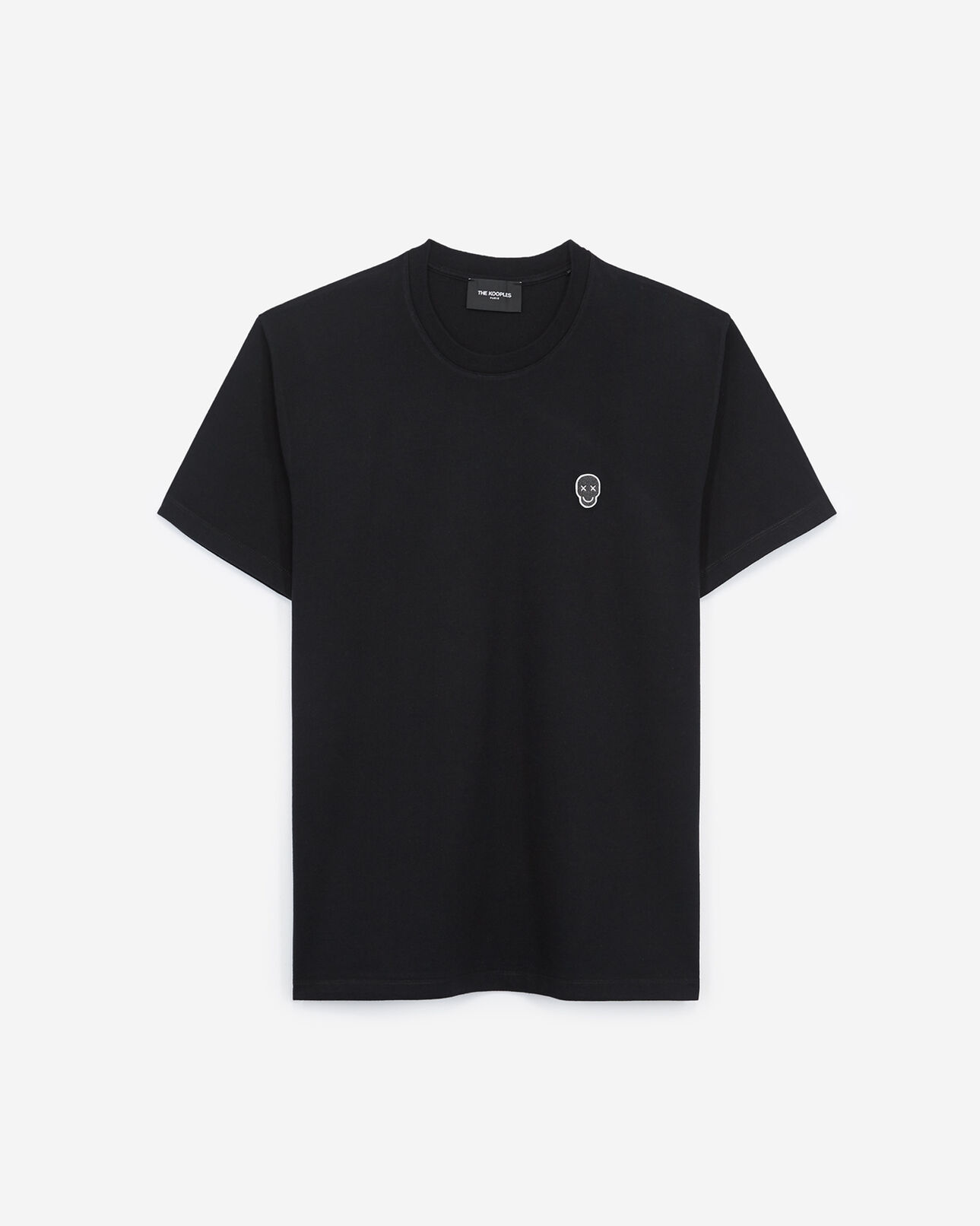 The Kooples MEN BLACK skull badge black cotton t-shirt