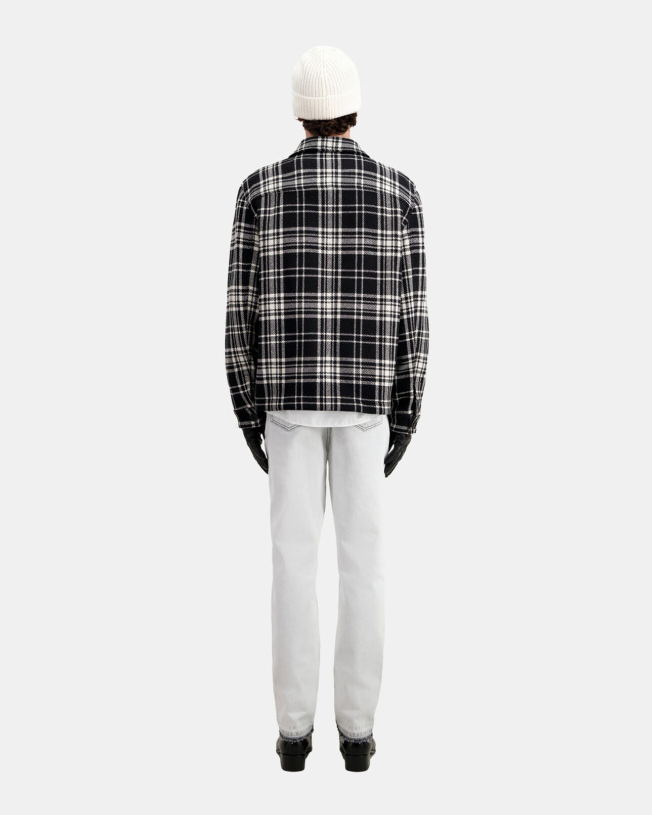 The Kooples HERREN BLACK WHITE blaue karierte hemdjacke aus wollmischung
