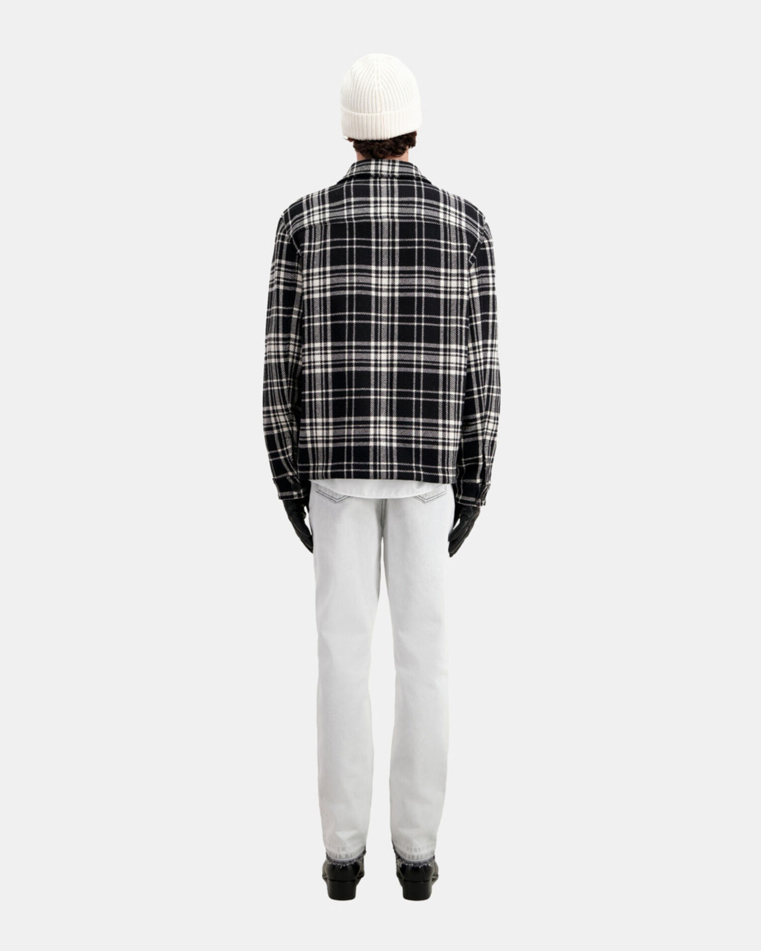 Blaue karierte Hemdjacke aus Wollmischung, BLACK WHITE, hi-res image number null
