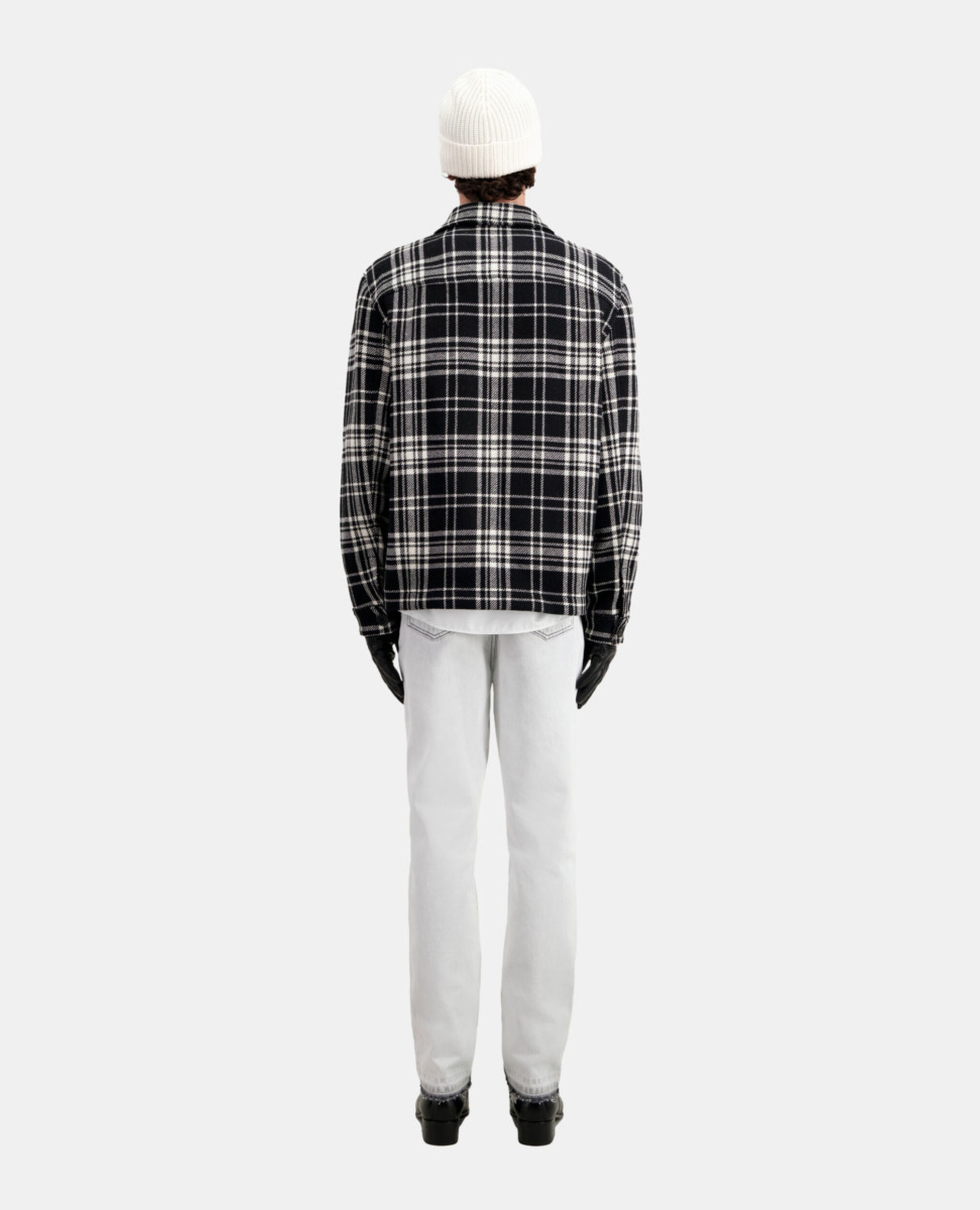 Checkered wool-blend overshirt jacket, BLACK WHITE, hi-res image number null