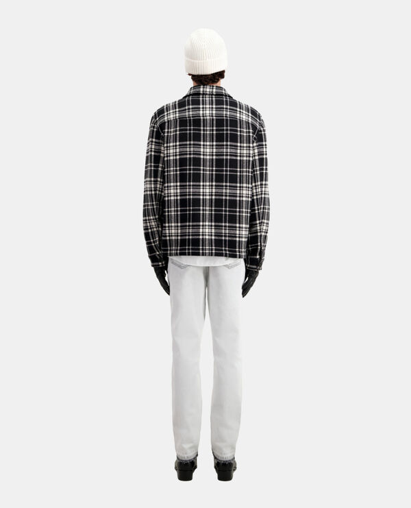 The Kooples MEN BLACK WHITE checkered wool-blend overshirt jacket