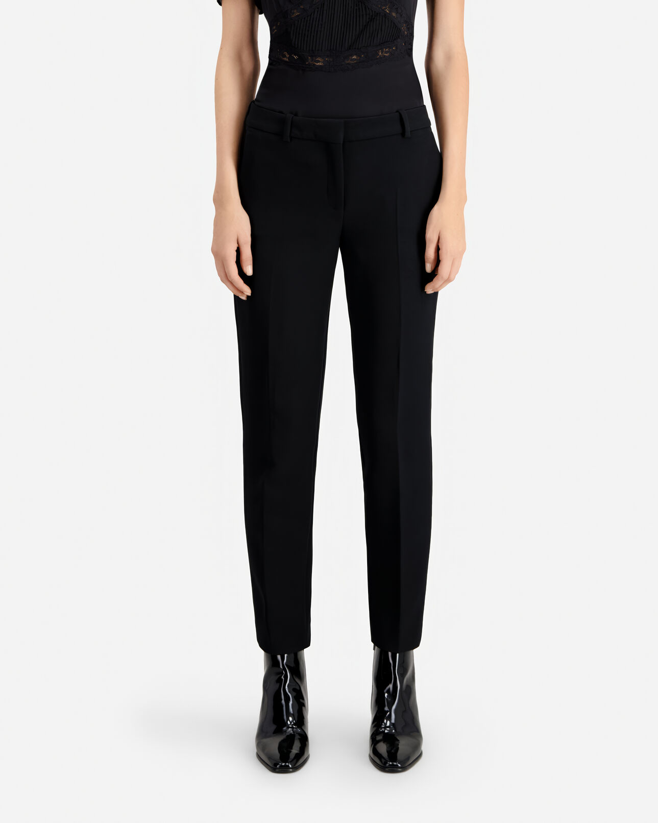 The Kooples WOMEN BLACK straight cut black crepe tailored pants