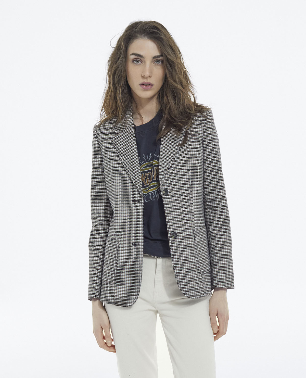 Veste motif pied de poule best sale